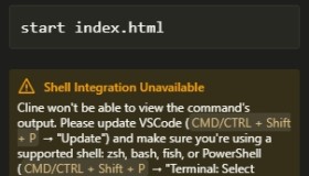 Cline 解决“Shell Integration Unavailable”报错